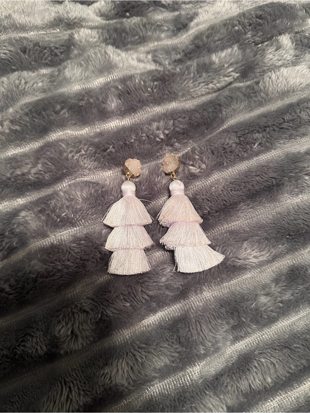 NWOT Tiered White Tassel Drop Earrings